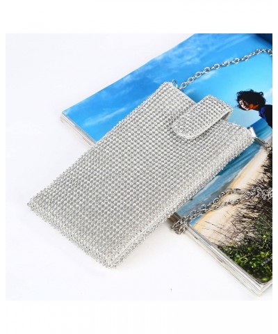 Women's Chain Evening Handbag, Rhinestone Clutch, Metal Mesh Small Messenger Bag Mobile Phone Wallet Heise $34.66 Evening Bags