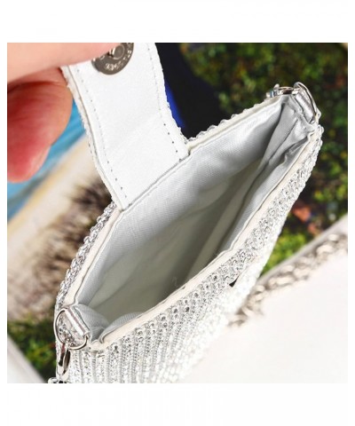 Women's Chain Evening Handbag, Rhinestone Clutch, Metal Mesh Small Messenger Bag Mobile Phone Wallet Heise $34.66 Evening Bags