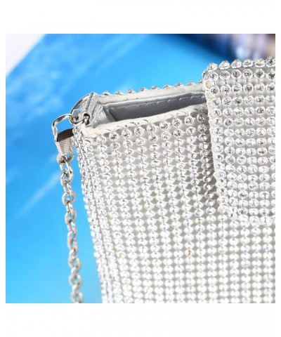 Women's Chain Evening Handbag, Rhinestone Clutch, Metal Mesh Small Messenger Bag Mobile Phone Wallet Heise $34.66 Evening Bags