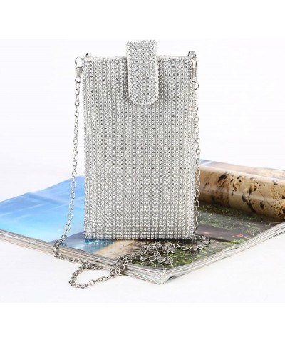 Women's Chain Evening Handbag, Rhinestone Clutch, Metal Mesh Small Messenger Bag Mobile Phone Wallet Heise $34.66 Evening Bags