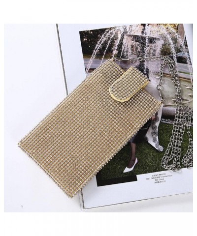 Women's Chain Evening Handbag, Rhinestone Clutch, Metal Mesh Small Messenger Bag Mobile Phone Wallet Heise $34.66 Evening Bags