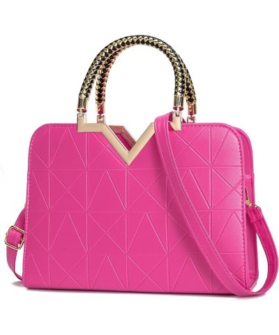 Crossbody Bags for Women Classic Top Handle Satchel Bag Vegan Leather Shoulder Purse Tote A-hot Pink $18.00 Totes