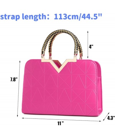 Crossbody Bags for Women Classic Top Handle Satchel Bag Vegan Leather Shoulder Purse Tote A-hot Pink $18.00 Totes