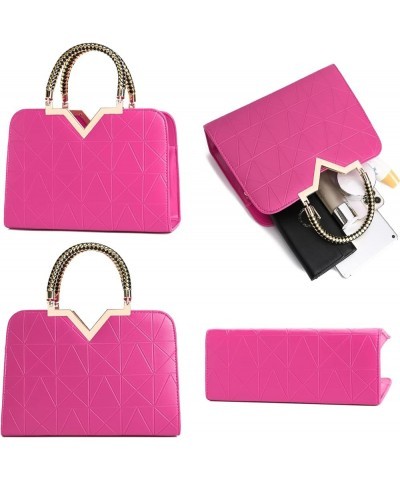 Crossbody Bags for Women Classic Top Handle Satchel Bag Vegan Leather Shoulder Purse Tote A-hot Pink $18.00 Totes