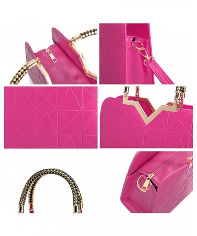 Crossbody Bags for Women Classic Top Handle Satchel Bag Vegan Leather Shoulder Purse Tote A-hot Pink $18.00 Totes