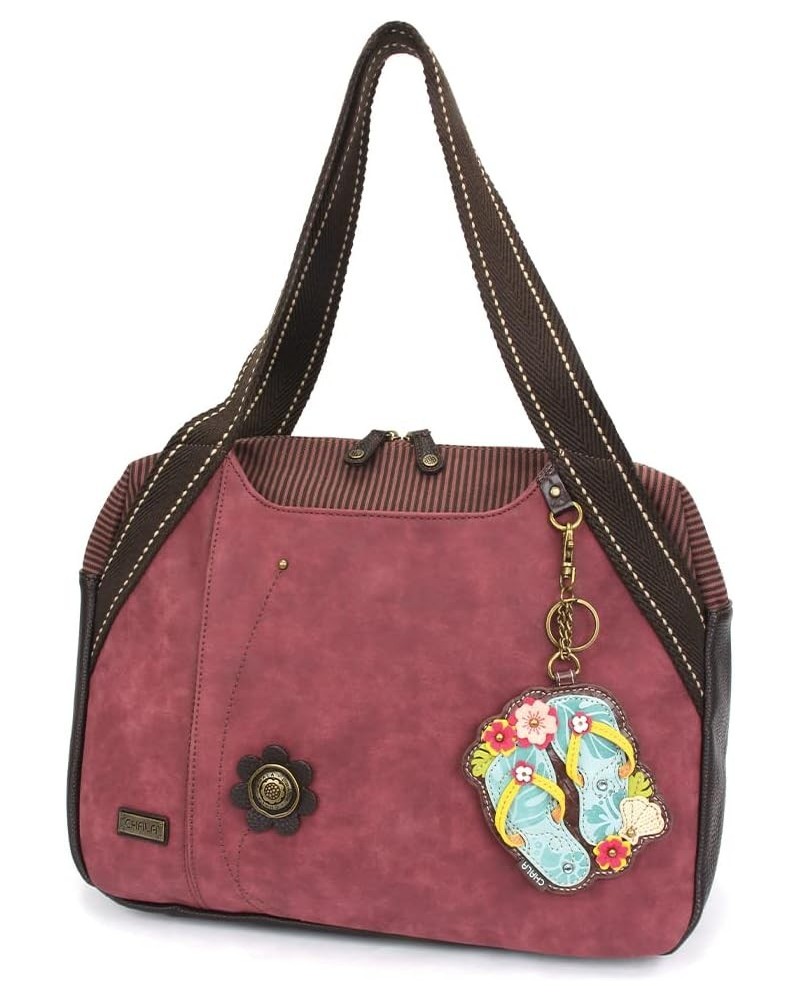 Bowling Tote Bag Burgundy Flip Flop - Burgundy $34.50 Totes