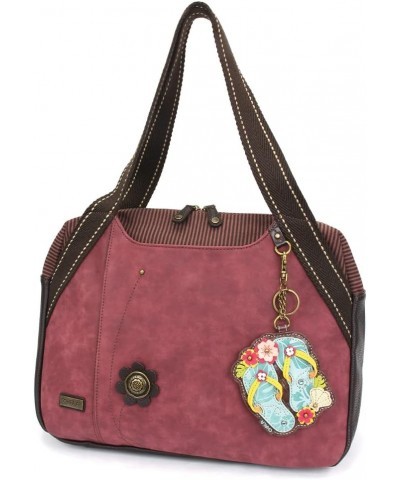 Bowling Tote Bag Burgundy Flip Flop - Burgundy $34.50 Totes