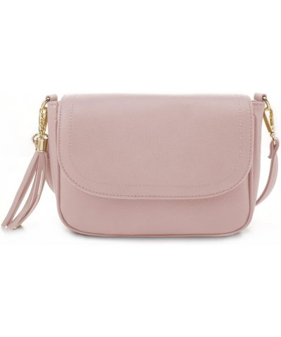 Small Crossbody Bags for Women Trendy Flap Saddle Purses with Tassel Vegan leather Shoulder bag Blush $14.25 Crossbody Bags