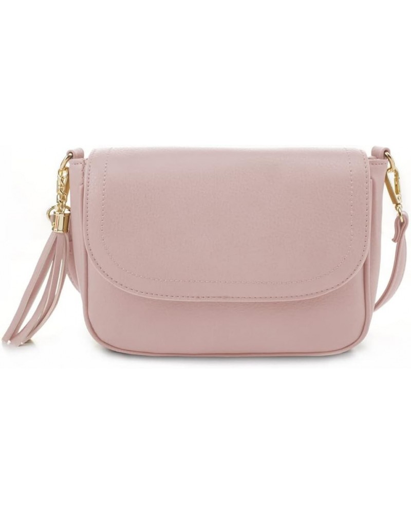 Small Crossbody Bags for Women Trendy Flap Saddle Purses with Tassel Vegan leather Shoulder bag Blush $14.25 Crossbody Bags