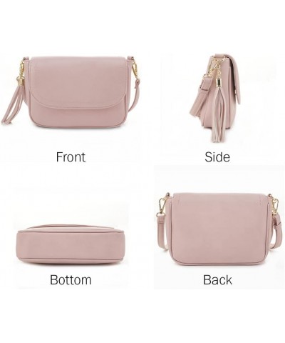 Small Crossbody Bags for Women Trendy Flap Saddle Purses with Tassel Vegan leather Shoulder bag Blush $14.25 Crossbody Bags