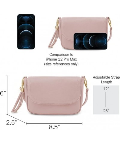 Small Crossbody Bags for Women Trendy Flap Saddle Purses with Tassel Vegan leather Shoulder bag Blush $14.25 Crossbody Bags