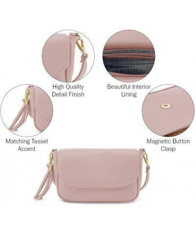 Small Crossbody Bags for Women Trendy Flap Saddle Purses with Tassel Vegan leather Shoulder bag Blush $14.25 Crossbody Bags