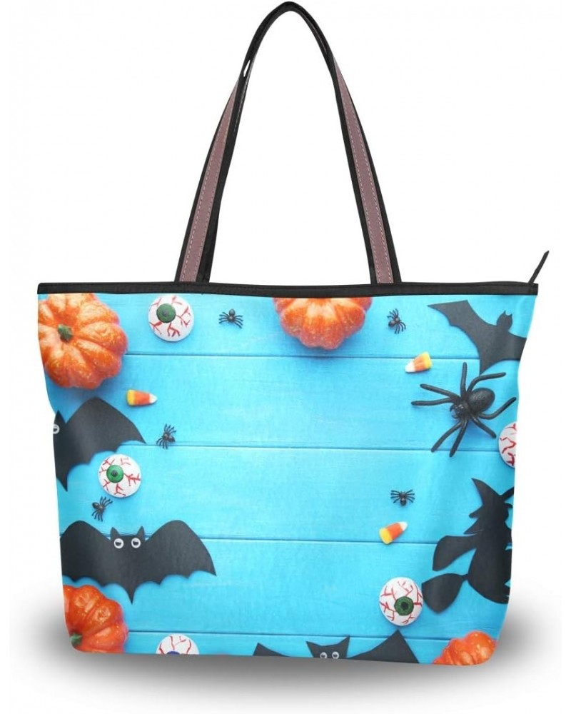 Tote Bag Halloween Bats With Pumpkins Shoulder Bag Handbag for Women Girls $13.23 Shoulder Bags