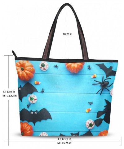 Tote Bag Halloween Bats With Pumpkins Shoulder Bag Handbag for Women Girls $13.23 Shoulder Bags