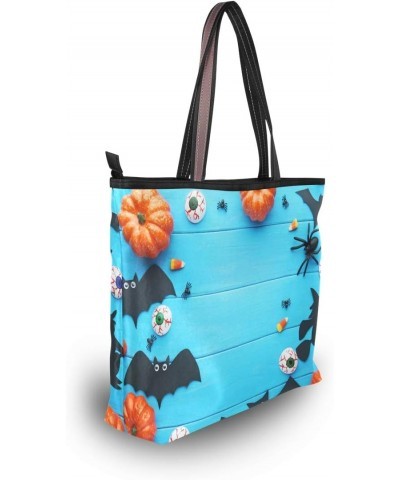 Tote Bag Halloween Bats With Pumpkins Shoulder Bag Handbag for Women Girls $13.23 Shoulder Bags