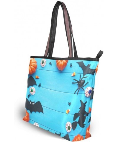 Tote Bag Halloween Bats With Pumpkins Shoulder Bag Handbag for Women Girls $13.23 Shoulder Bags