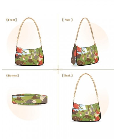 Clutch Shoulder Bags Tote Evening Purse Handbags for Women Hobo Bags Cute Wild Forest Animals with Zipper Closure $13.44 Totes