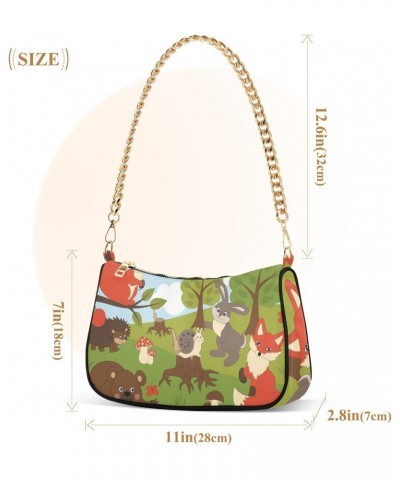 Clutch Shoulder Bags Tote Evening Purse Handbags for Women Hobo Bags Cute Wild Forest Animals with Zipper Closure $13.44 Totes