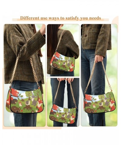 Clutch Shoulder Bags Tote Evening Purse Handbags for Women Hobo Bags Cute Wild Forest Animals with Zipper Closure $13.44 Totes