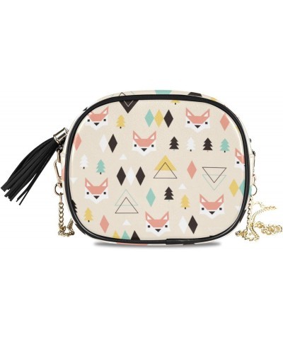 Small Crossbody Bag Fox Animal Womens Shoulder Chain Bag PU Leather Small Purse With Tassel $14.39 Shoulder Bags