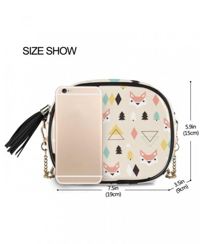 Small Crossbody Bag Fox Animal Womens Shoulder Chain Bag PU Leather Small Purse With Tassel $14.39 Shoulder Bags