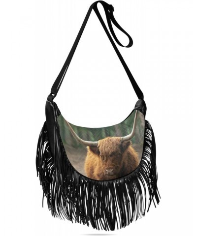 Everyday Purses for Women Fringe Medium Crossbody Bags for Ladies Shoulder Bag for Women Medium Size Cow in The Forest $11.27...