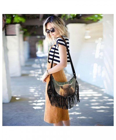 Everyday Purses for Women Fringe Medium Crossbody Bags for Ladies Shoulder Bag for Women Medium Size Cow in The Forest $11.27...