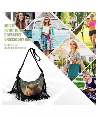 Everyday Purses for Women Fringe Medium Crossbody Bags for Ladies Shoulder Bag for Women Medium Size Cow in The Forest $11.27...