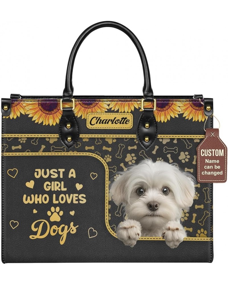 Personalized Maltese Dog Handbags, Custom Name Dog Leather Bags, Purses, Shoulder Bag, Gift For Dog Mom Dog Lover Style 7 $31...