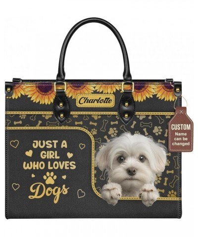 Personalized Maltese Dog Handbags, Custom Name Dog Leather Bags, Purses, Shoulder Bag, Gift For Dog Mom Dog Lover Style 7 $31...