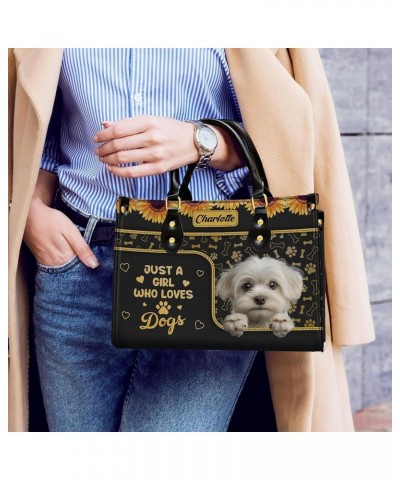 Personalized Maltese Dog Handbags, Custom Name Dog Leather Bags, Purses, Shoulder Bag, Gift For Dog Mom Dog Lover Style 7 $31...