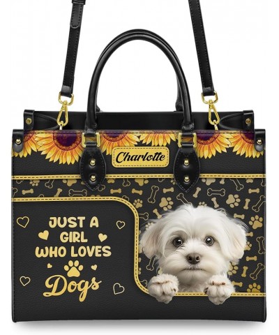 Personalized Maltese Dog Handbags, Custom Name Dog Leather Bags, Purses, Shoulder Bag, Gift For Dog Mom Dog Lover Style 7 $31...