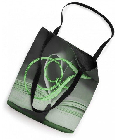 F Green Heart Book Page Story Read Love Initial Letter Name Tote Bag $9.61 Totes