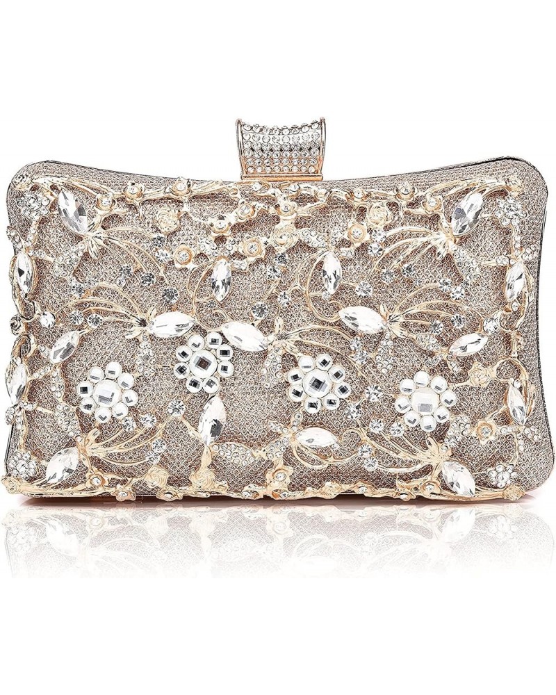 Womens Clutch Purse Rhinestone Evening Bag Wedding Bridal Prom Handbag Champagne Golden $22.39 Evening Bags