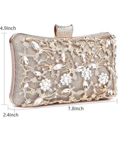 Womens Clutch Purse Rhinestone Evening Bag Wedding Bridal Prom Handbag Champagne Golden $22.39 Evening Bags