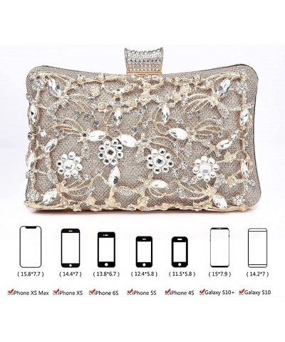 Womens Clutch Purse Rhinestone Evening Bag Wedding Bridal Prom Handbag Champagne Golden $22.39 Evening Bags