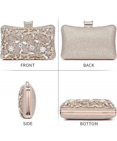 Womens Clutch Purse Rhinestone Evening Bag Wedding Bridal Prom Handbag Champagne Golden $22.39 Evening Bags