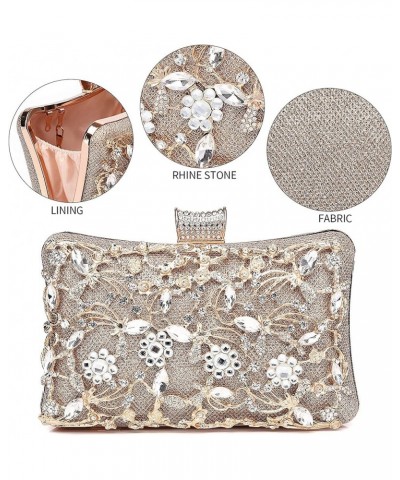 Womens Clutch Purse Rhinestone Evening Bag Wedding Bridal Prom Handbag Champagne Golden $22.39 Evening Bags