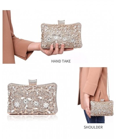 Womens Clutch Purse Rhinestone Evening Bag Wedding Bridal Prom Handbag Champagne Golden $22.39 Evening Bags