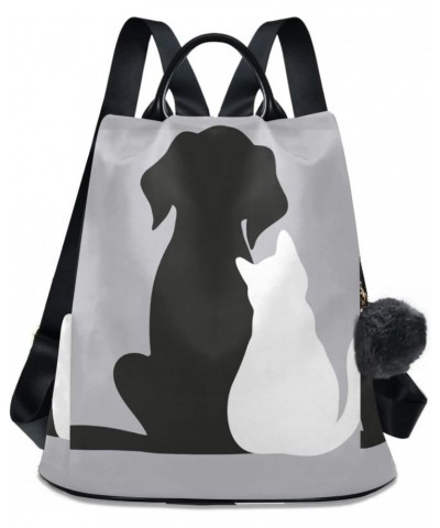 Black Dog and White Cat Backpack Purse for Women Anti-theft Fashion Ladies Back Pack Casual Travel Bag $16.00 Backpacks