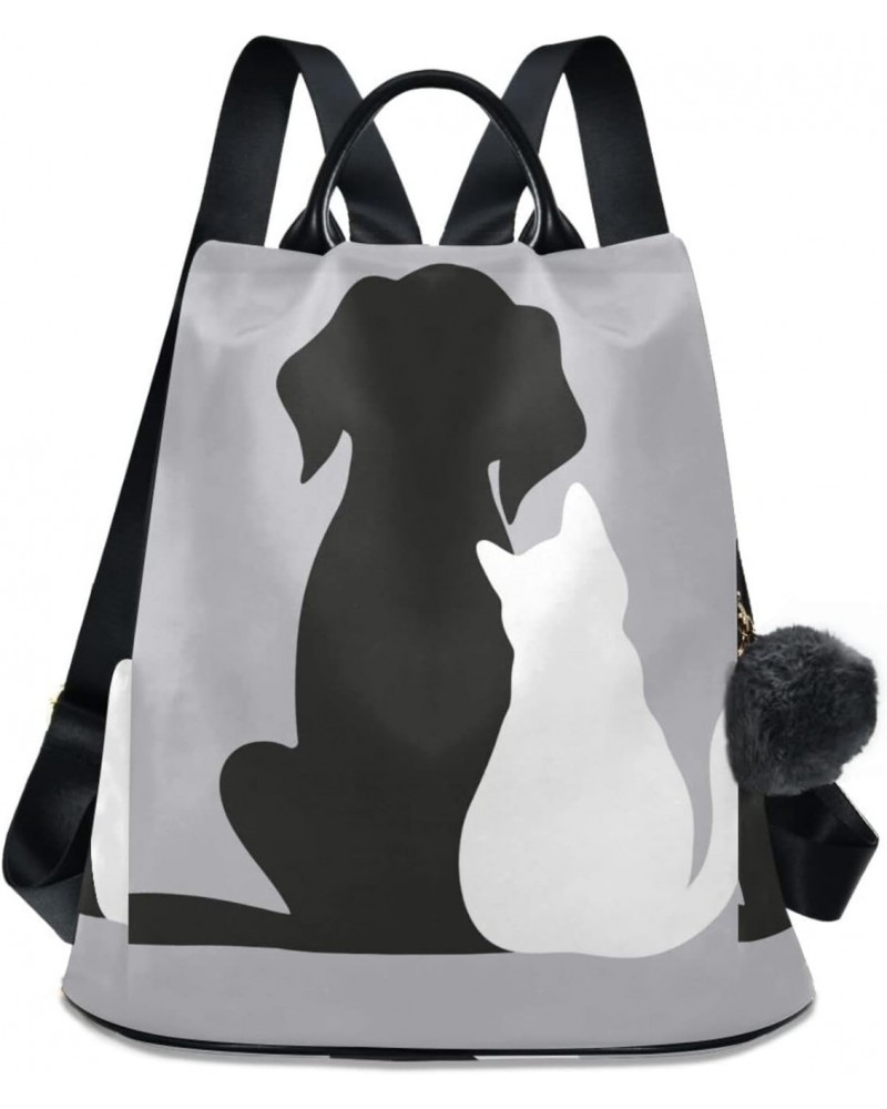 Black Dog and White Cat Backpack Purse for Women Anti-theft Fashion Ladies Back Pack Casual Travel Bag $16.00 Backpacks