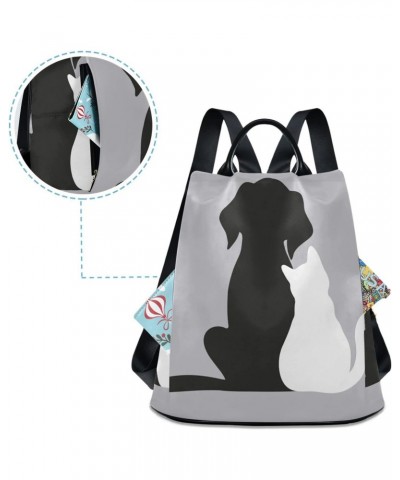 Black Dog and White Cat Backpack Purse for Women Anti-theft Fashion Ladies Back Pack Casual Travel Bag $16.00 Backpacks