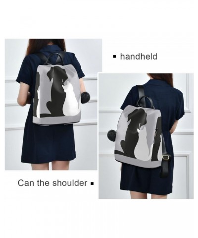 Black Dog and White Cat Backpack Purse for Women Anti-theft Fashion Ladies Back Pack Casual Travel Bag $16.00 Backpacks