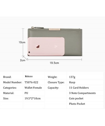 Grey Wallet Women, Leather Wallet with Zipper Magnetic Closure Double Fold Wallet for Gift Giving, Daily Life, Travel and Bus...