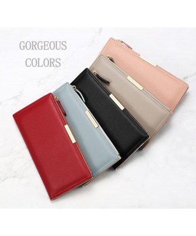 Grey Wallet Women, Leather Wallet with Zipper Magnetic Closure Double Fold Wallet for Gift Giving, Daily Life, Travel and Bus...