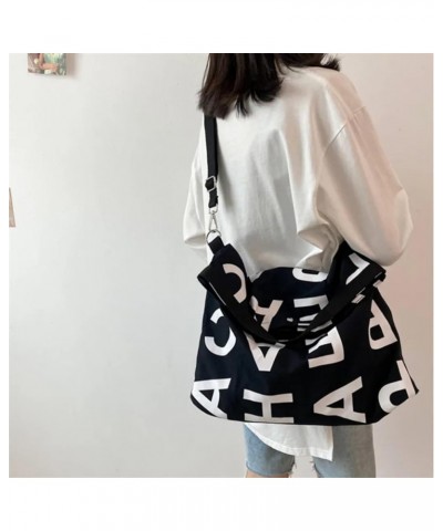 Ladies Canvas Big Shoulder Crossbody Bag Large Capacity Bags for Women Summer Casual Tote Black $10.98 Totes