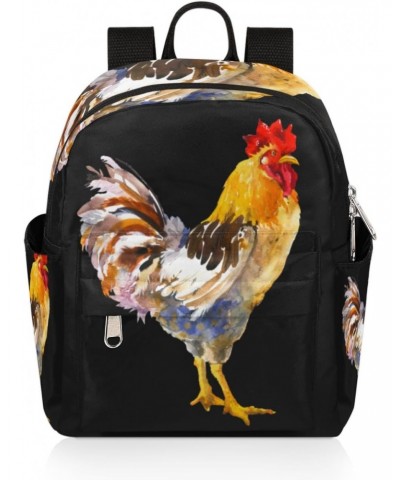 Animal Farm Rooster Mini Backpack for Women Girls,Watercolor Cock Painting Small Backpack Purse Travel Casual Daypack Lightwe...