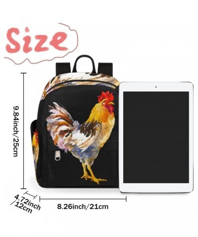 Animal Farm Rooster Mini Backpack for Women Girls,Watercolor Cock Painting Small Backpack Purse Travel Casual Daypack Lightwe...