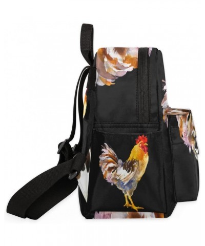 Animal Farm Rooster Mini Backpack for Women Girls,Watercolor Cock Painting Small Backpack Purse Travel Casual Daypack Lightwe...