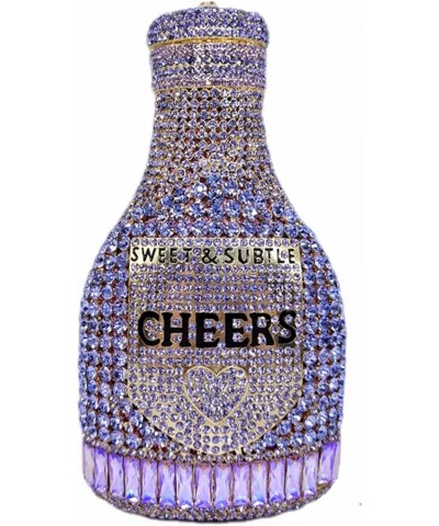 Women Champagne Bottle Rhinestone Clutch Unique Evening Bag Crystal Dinner Handbag Bride Purse for Party Cocktail Purple $53....